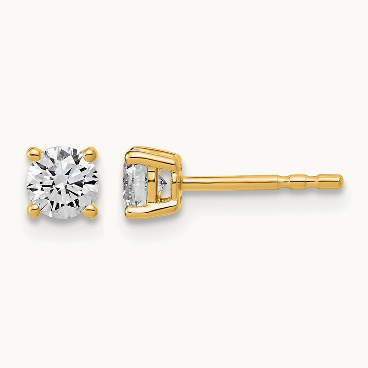 Round Lightweight Earrings, 0.25-6.00 ct tw Lab-Grown Diamond — 1/2 ct, 10K Yellow Gold