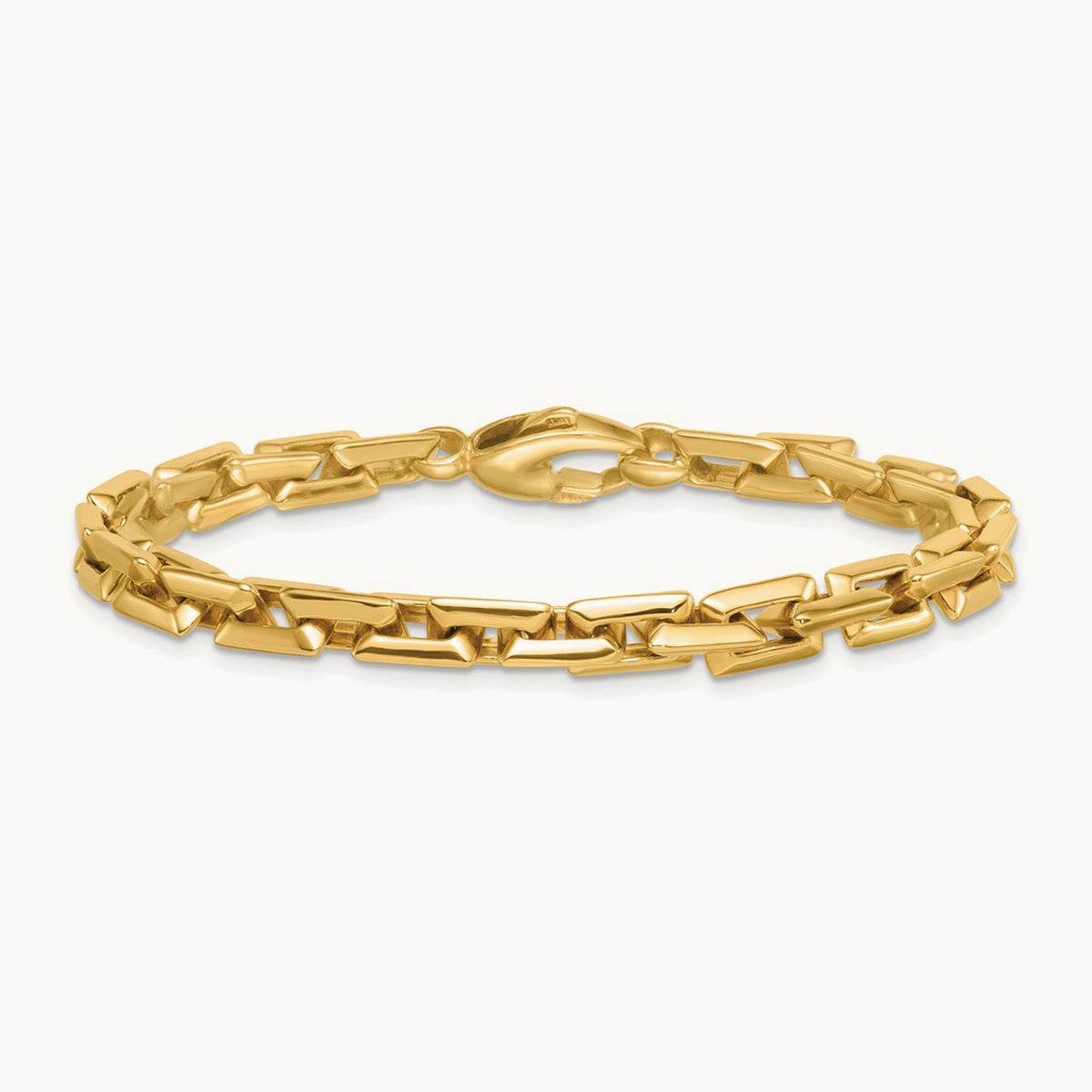 Polished Square Link Bracelet, 6.25mm, 14K