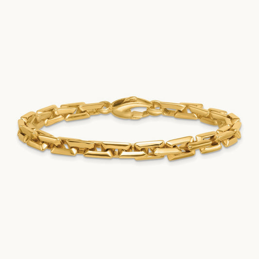 Polished Square Link Bracelet, 6.25mm, 14K
