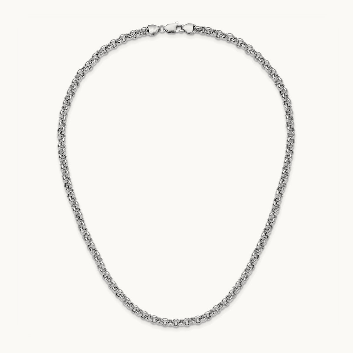 18in Polished Fancy Rolo Link Necklace, 5mm, 14K White Gold
