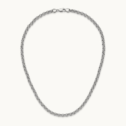 18in Polished Fancy Rolo Link Necklace, 5mm, 14K White Gold