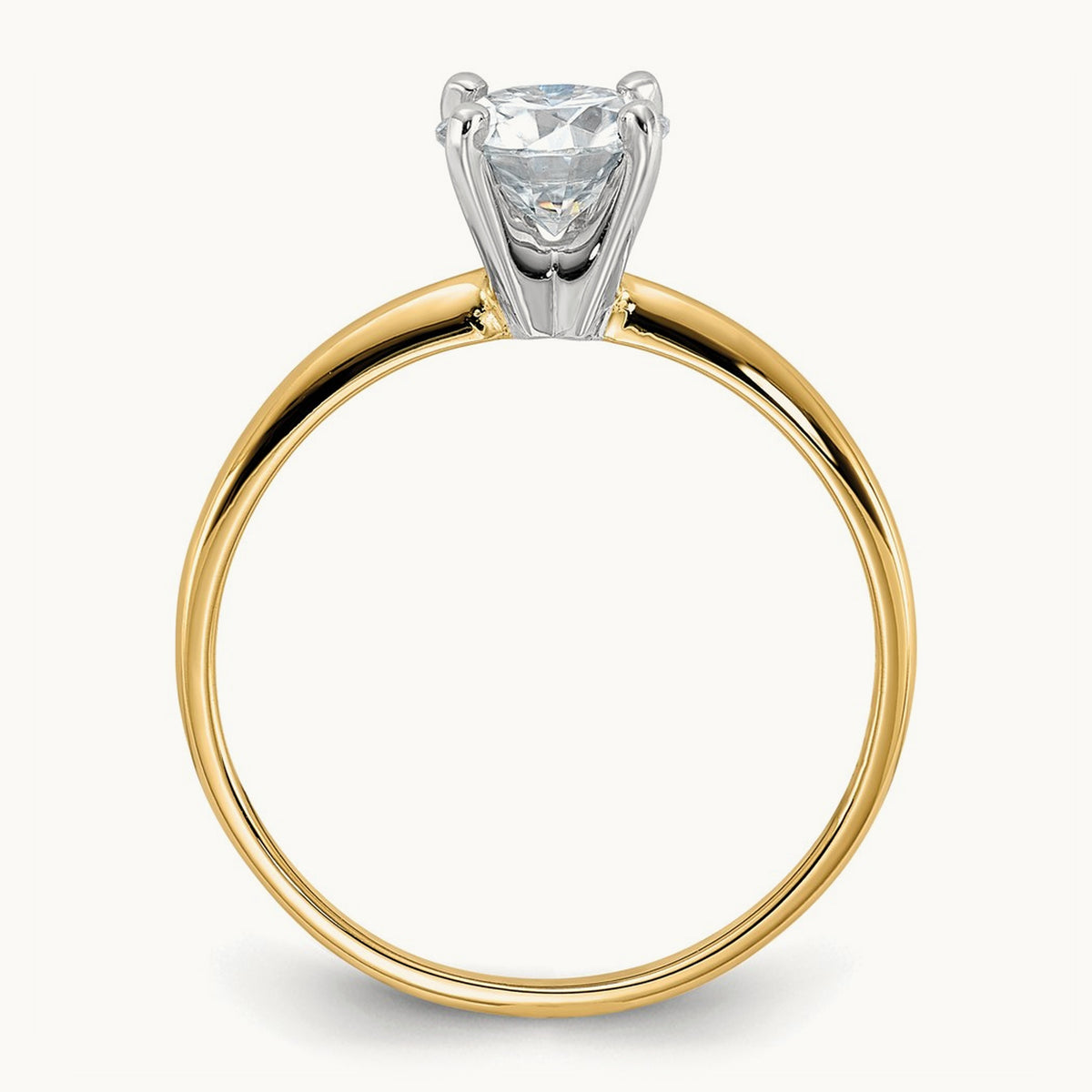 Round Solitaire Engagement Ring, 0.75 ct tw Lab-Grown Diamond — 14K Two-Tone