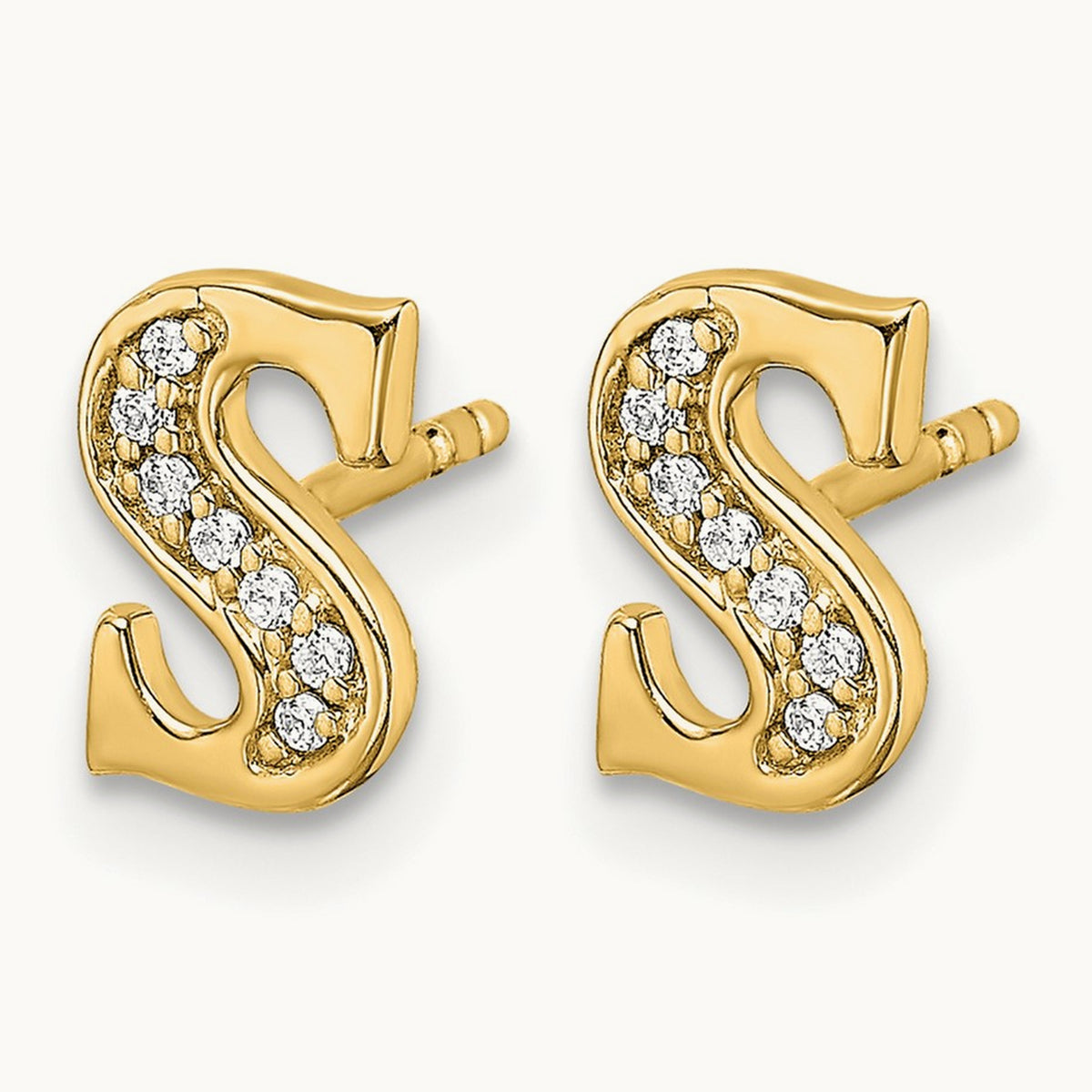 Diamond Earrings — 14K Yellow Gold, 8mm, S