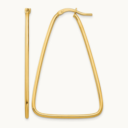 Polished Large Triangle Dangle Hoop Earrings, 1.5mm, 14K