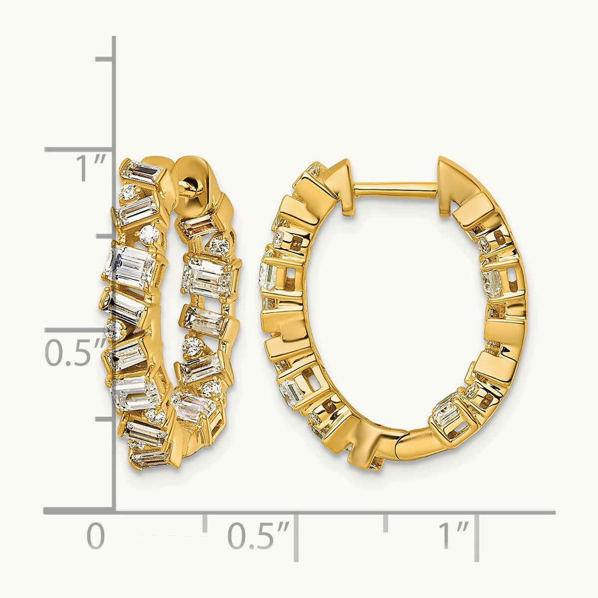 Hinged in/Out Hoop Earrings, 2.00 ct tw Lab-Grown Diamond — 14K Yellow Gold