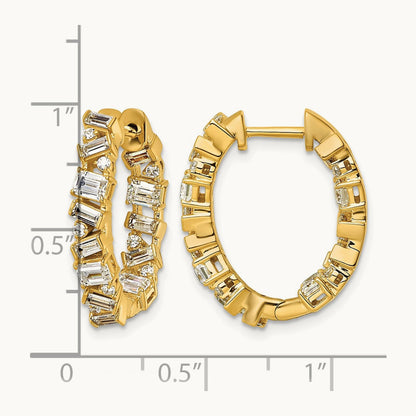 Hinged in/Out Hoop Earrings, 2.00 ct tw Lab-Grown Diamond — 14K Yellow Gold