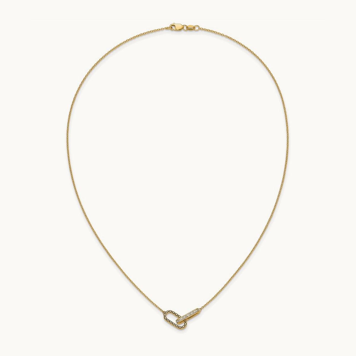 Polished Diamond Link Fashion Necklace, 14K