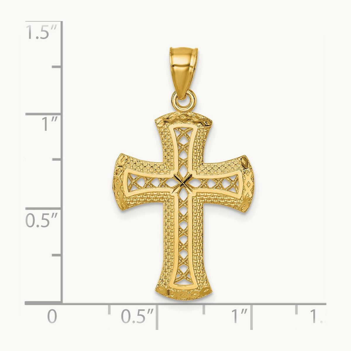 Polished Diamond-cut Textured Fancy Cross Pendant — photo set