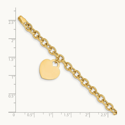 Heart Charm Hollow Bracelet, 14K