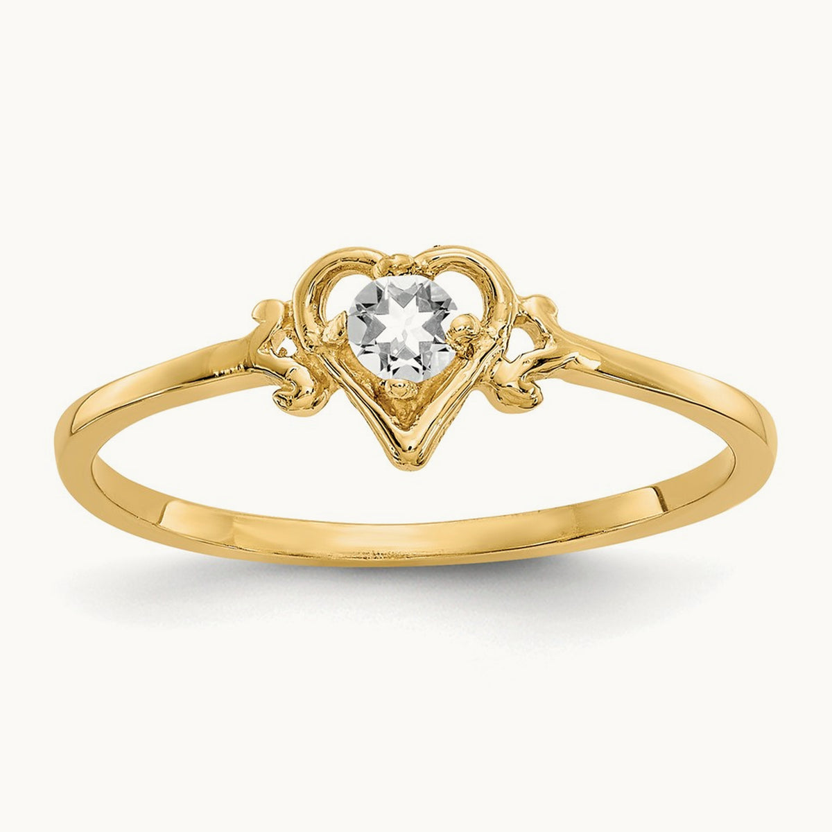 Topaz Birthstone Heart Ring — 14K Yellow Gold, 7