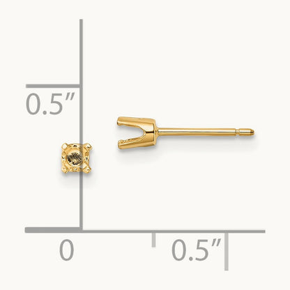 Setting: Round Stud Earring Mounting with backs — 14K Yellow Gold