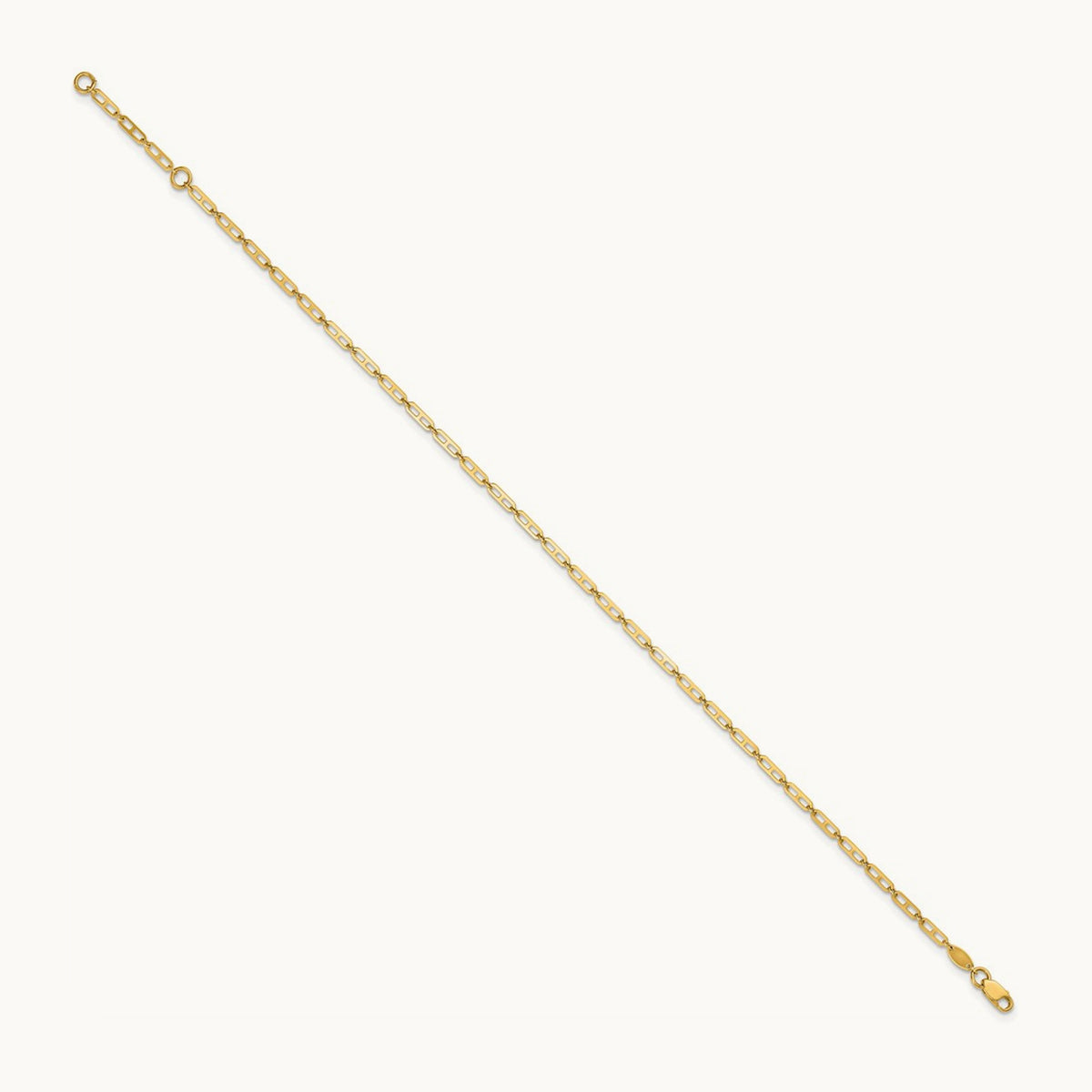 Polished Elongated Anchor Link 9in Plus 1in ext. Anklet, 14K
