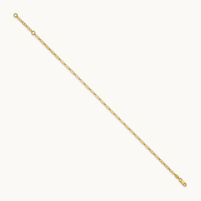 Polished Elongated Anchor Link 9in Plus 1in ext. Anklet, 14K