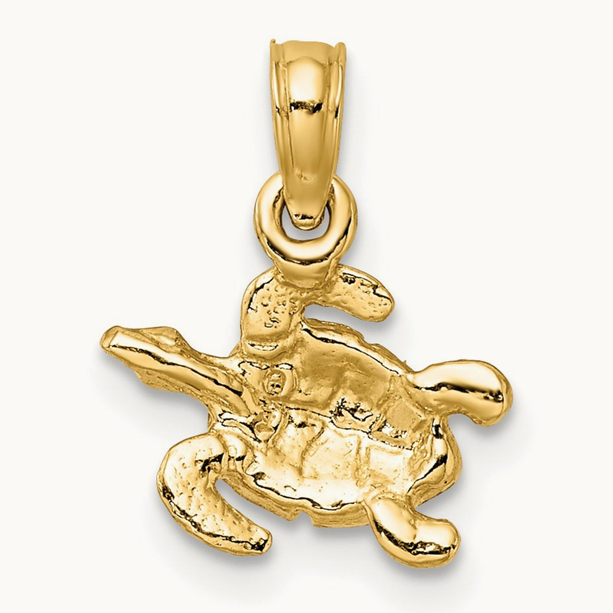 Textured and Enameled Sea Turtle Charm, 14K