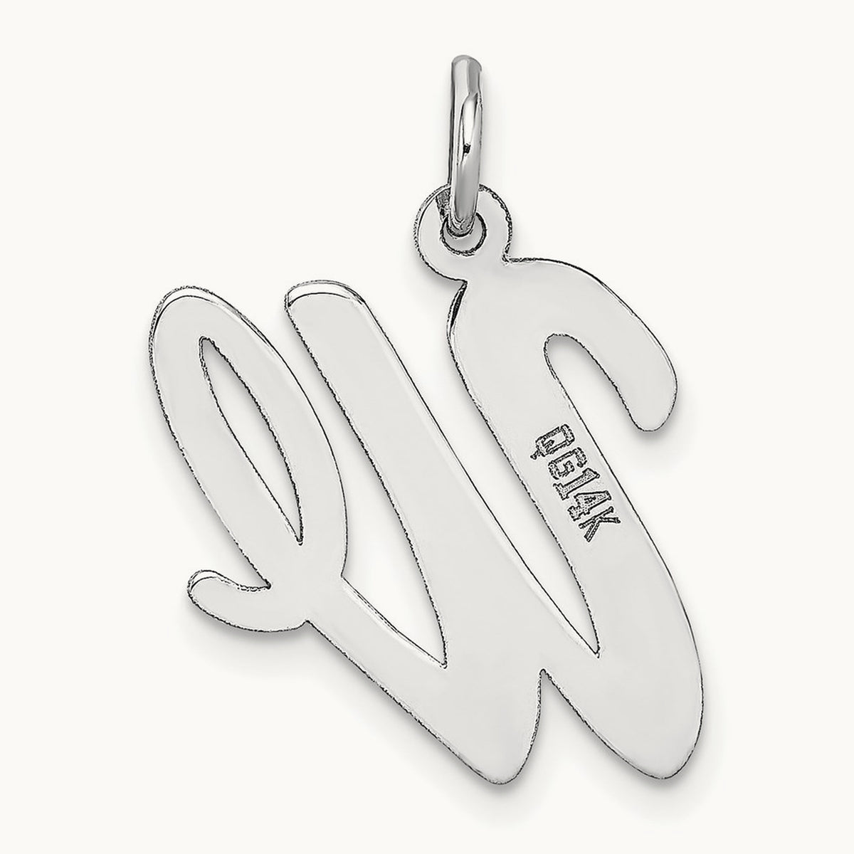 Large Script Initial Charm — 14K White Gold, W