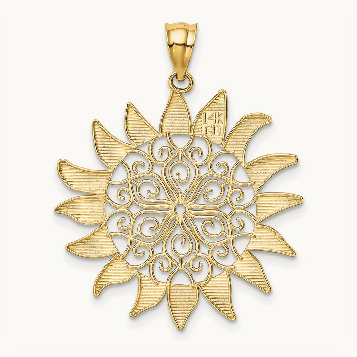 Filigree Sun Pendant — 14K Yellow Gold