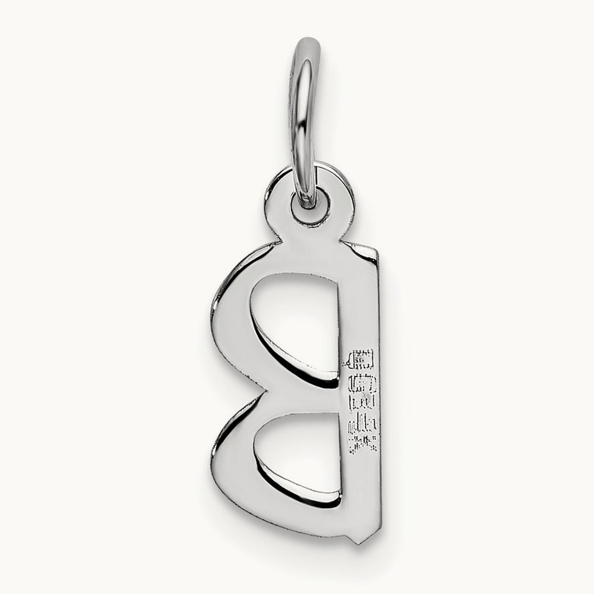 Small Slanted Block Initial Charm — 14K White Gold, B