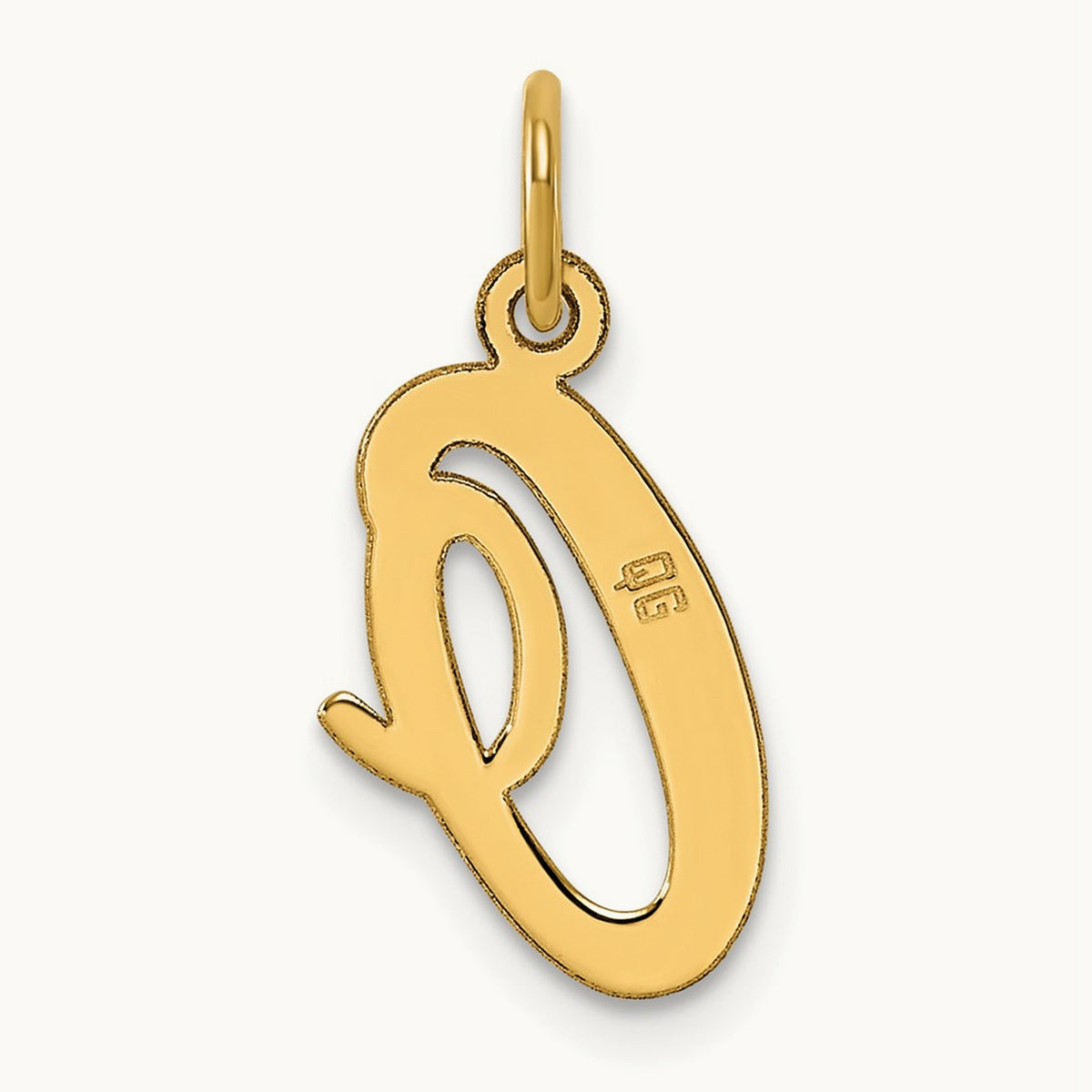 Medium Script Initial Charm — 14K Yellow Gold, O