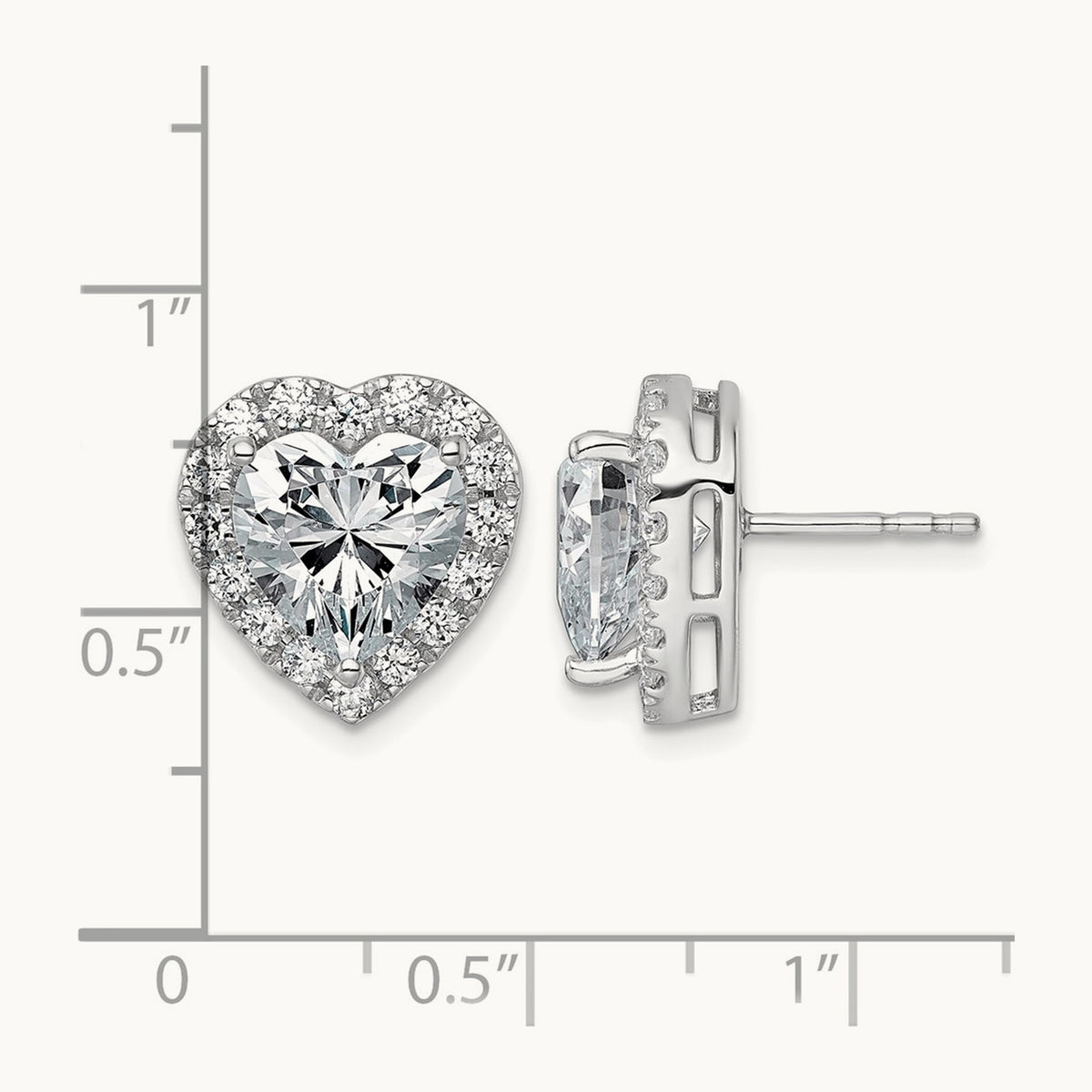Heart Halo Post Earrings, 0.50-7.25 ct tw Lab-Grown Diamond — 6 ct, VS (Best), 14K White Gold