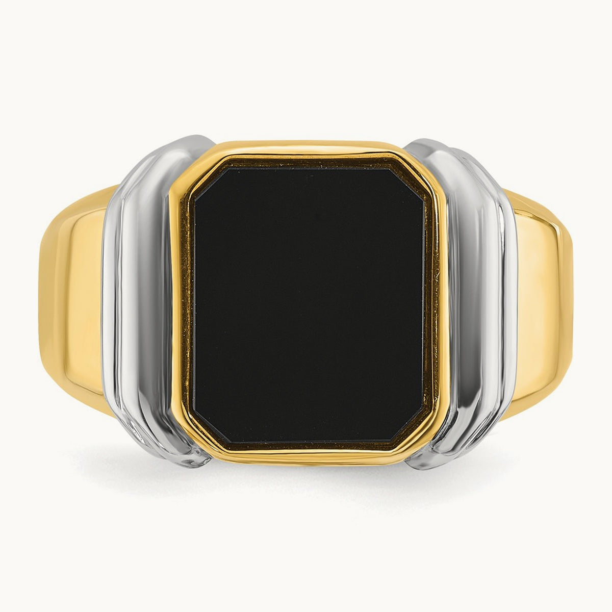 IBGoodman Men's Onyx Complete Ring, 14K Two-tone