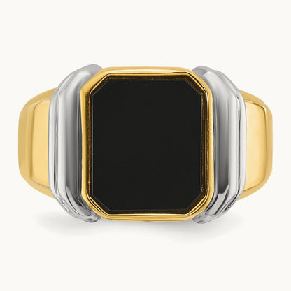 IBGoodman Men's Onyx Complete Ring, 14K Two-tone
