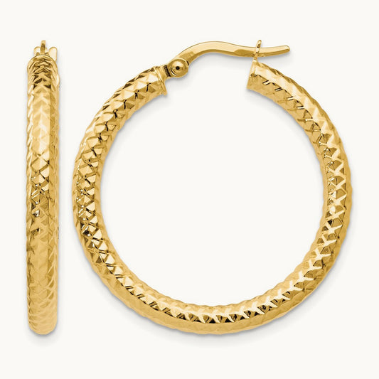 ForeverLite Polished and Textured Hoop Earrings — Leslie's — photo set