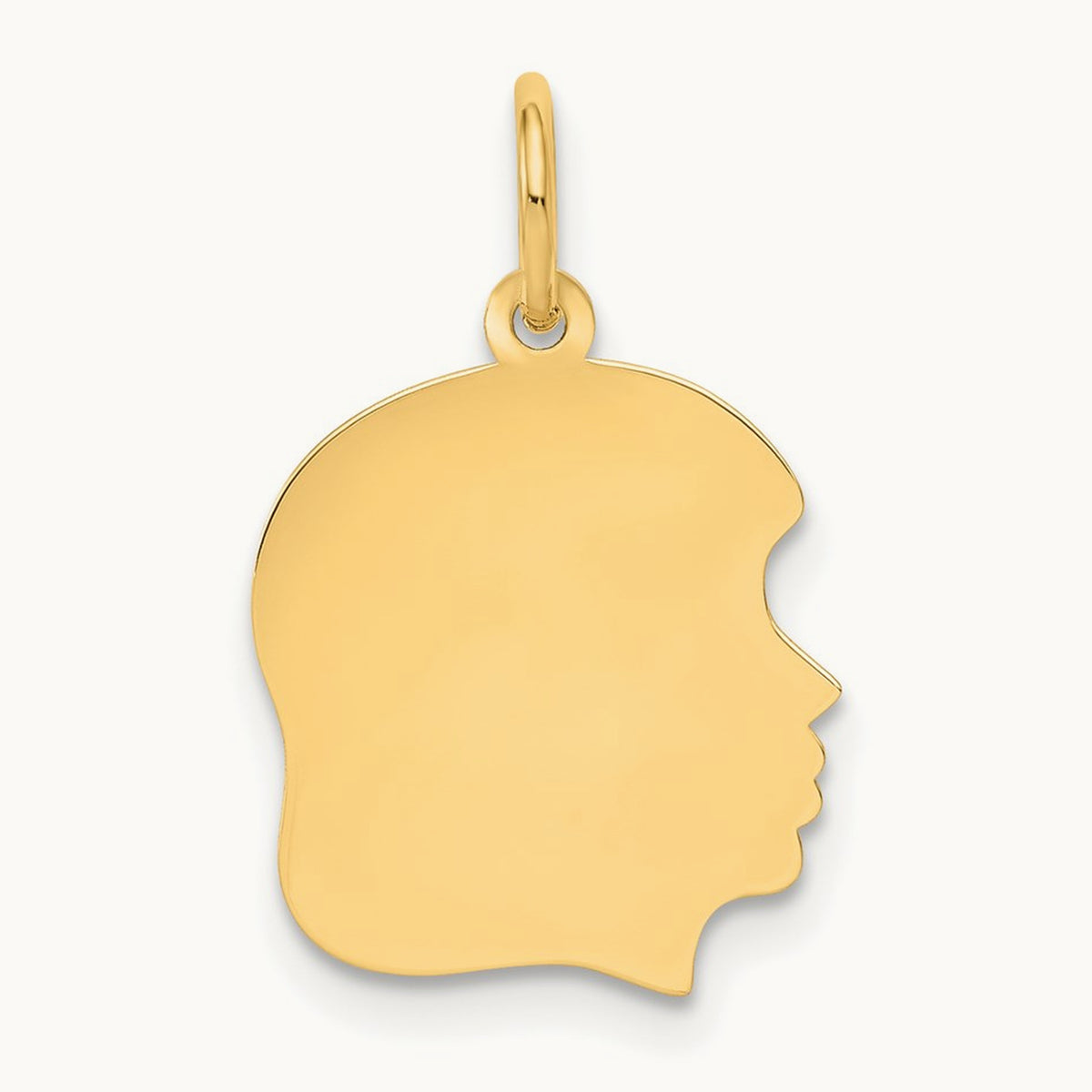 Plain Medium .018 Gauge Facing Right Engravable Girl Head Charm — 22mm