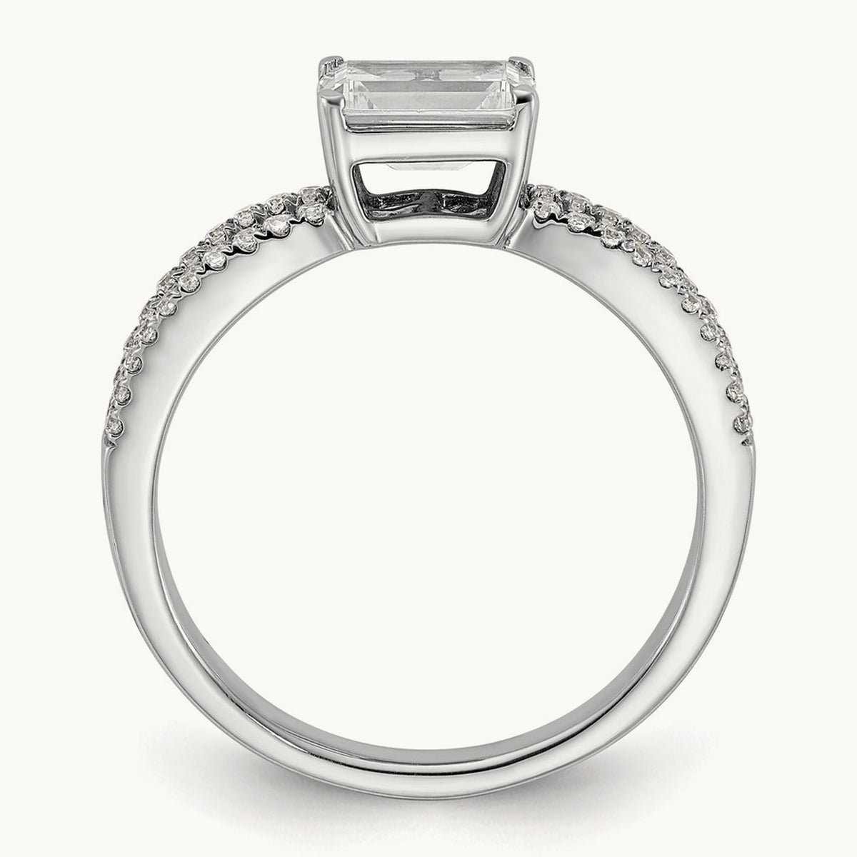 East West Emerald Semi-Mount Engagement Ring — 1 ct, 7