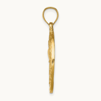 Diamond-cut Dolphin and Shells Circle Pendant, 14K