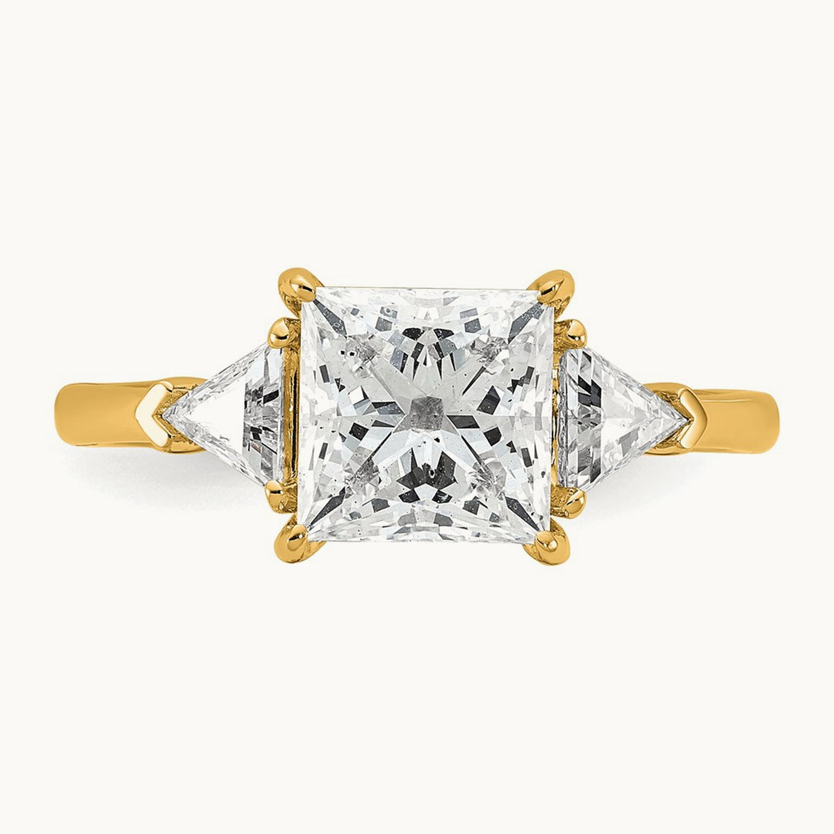 Princess/Trillion Engagement Ring, 1.50-4.00 ct tw Lab-Grown Diamond — 2 1/2 ct, 14K Yellow Gold