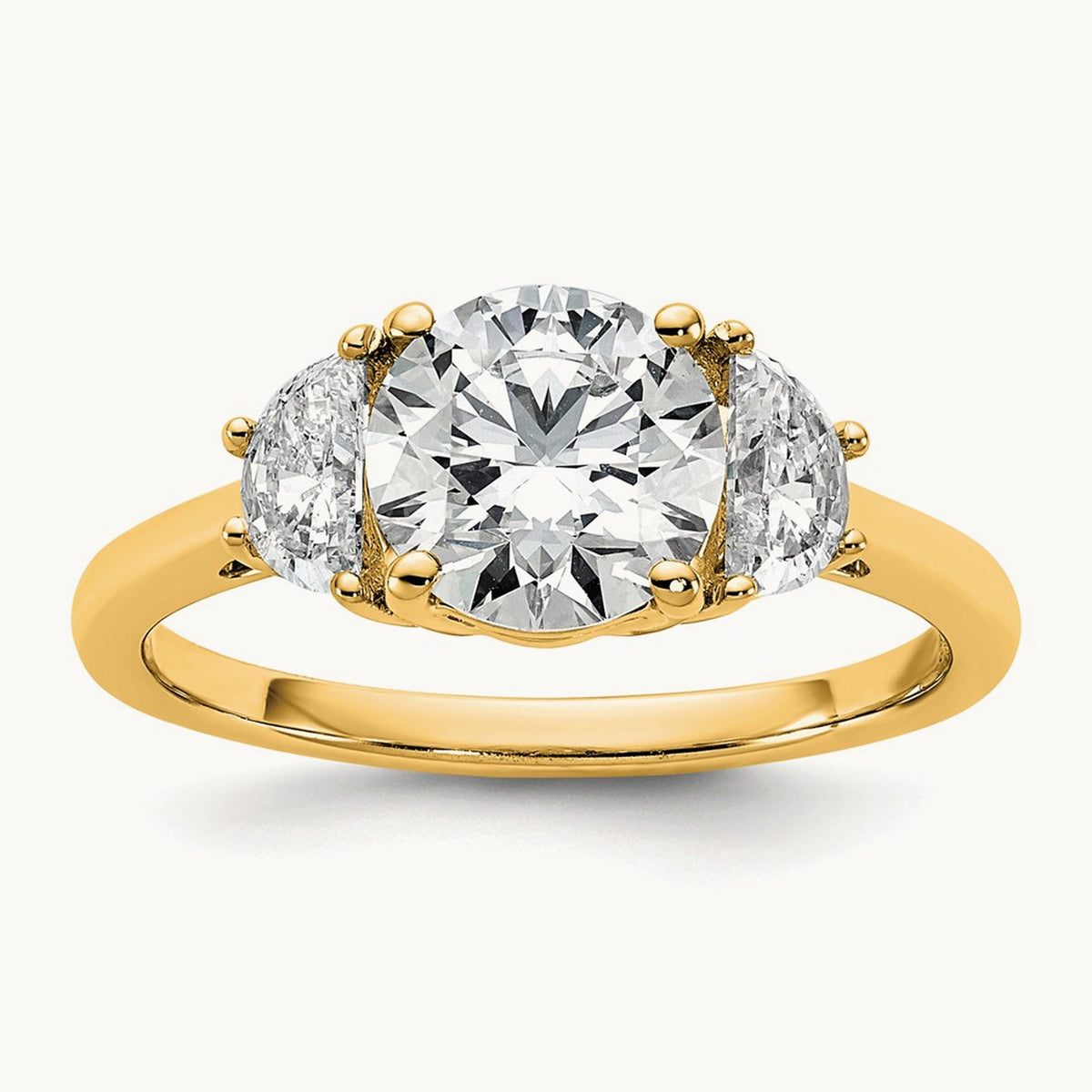 Round 3 Stone Engagement Ring, 1.25-4.00 ct tw Lab-Grown Diamond — 2 ct, 14K Yellow Gold