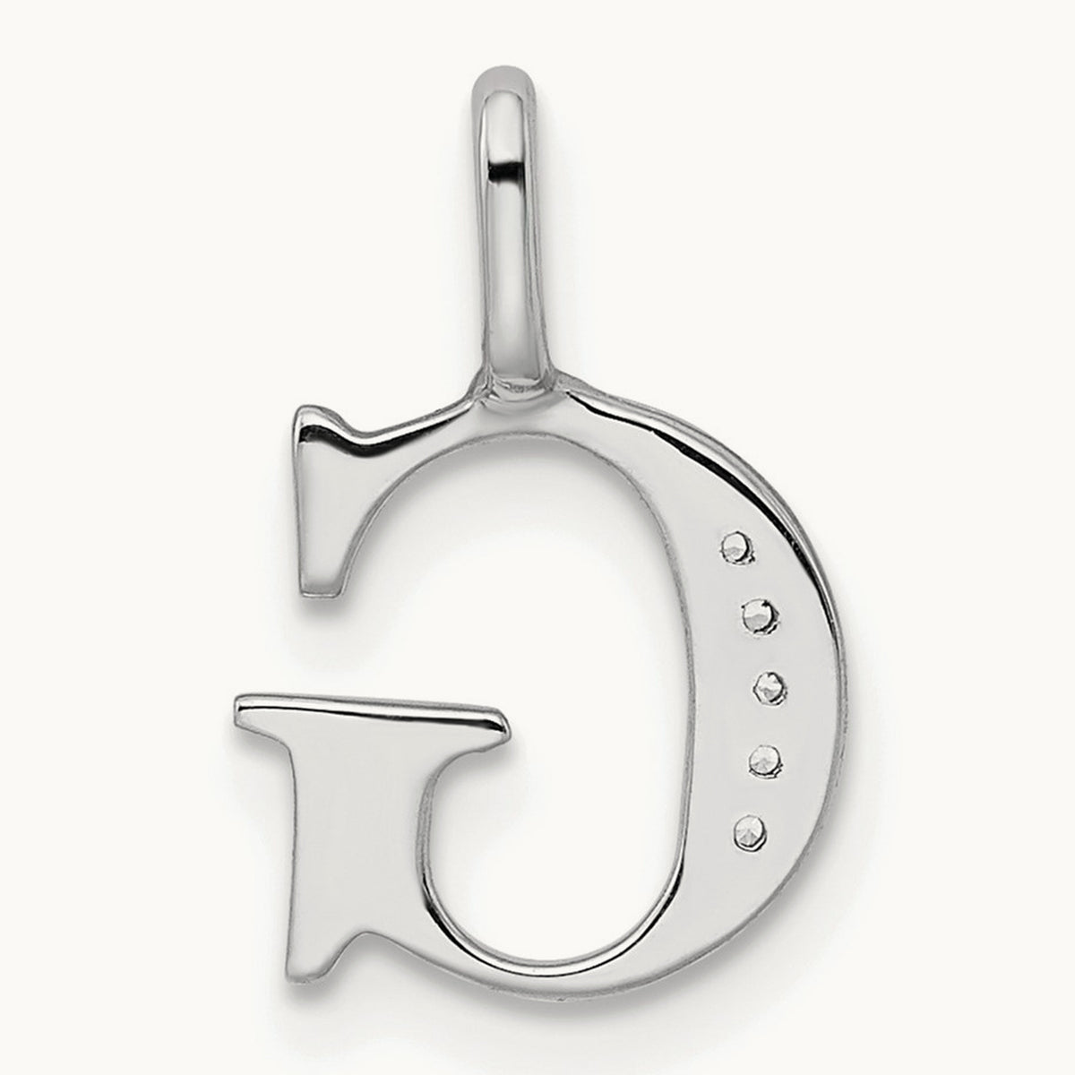 Diamond Letter G Initial Pendant, 14K White Gold