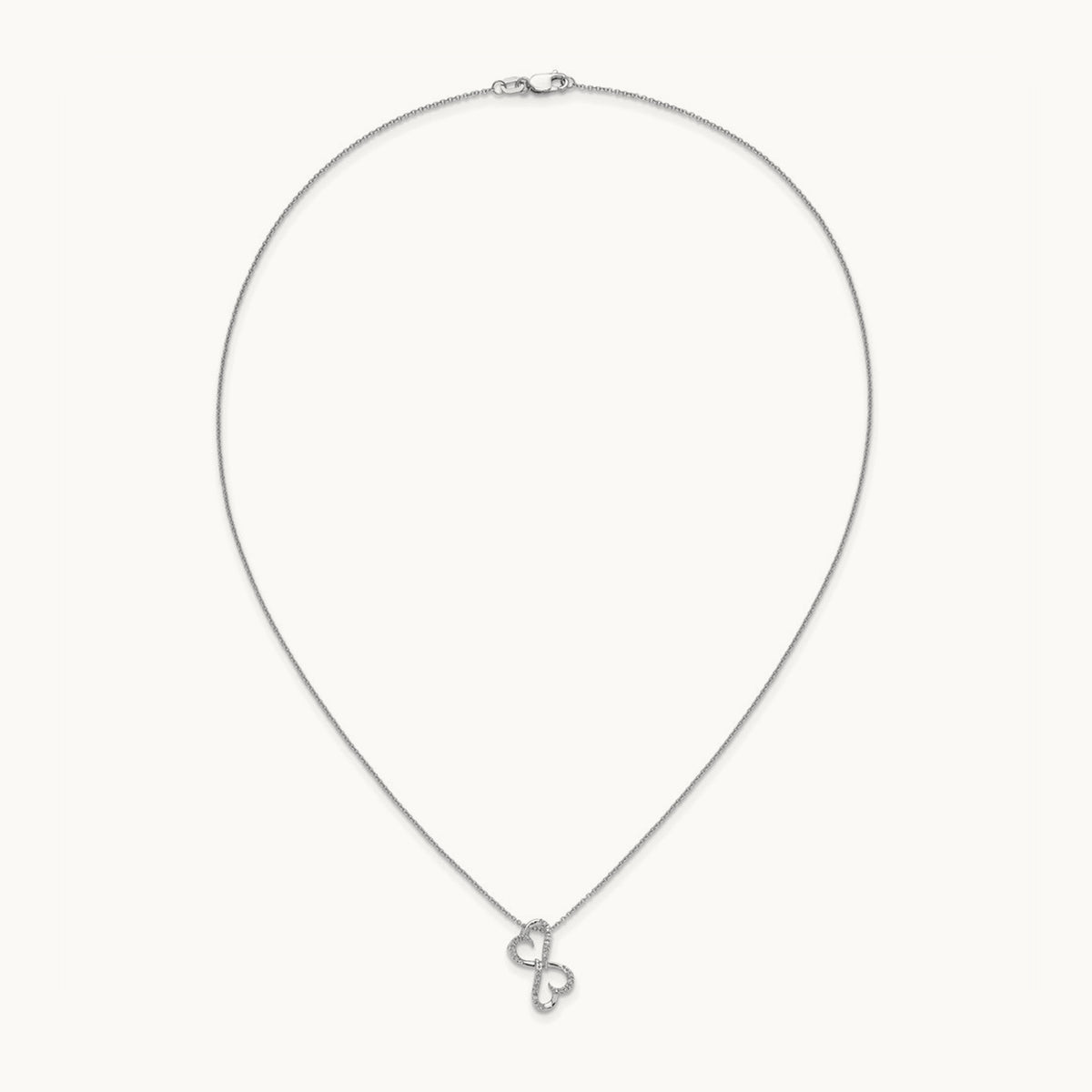Diamond Heart 18 inch Necklace, 14K White Gold