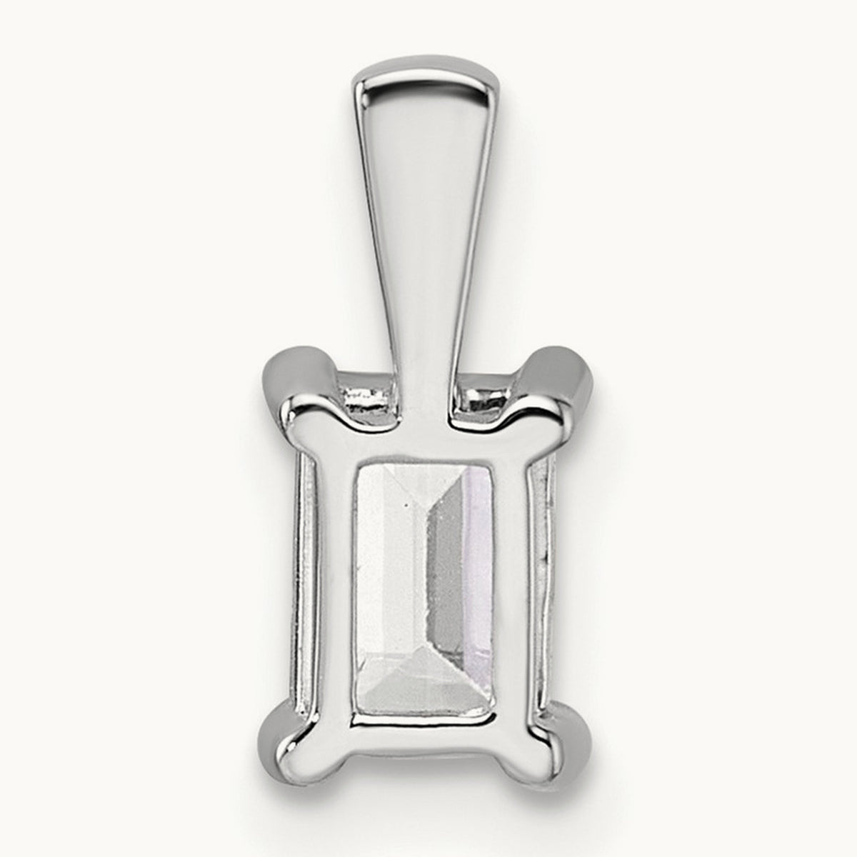 Emerald Four-Prong Pendant, 1/2-5 ct Lab-Grown Diamond — 14K White Gold