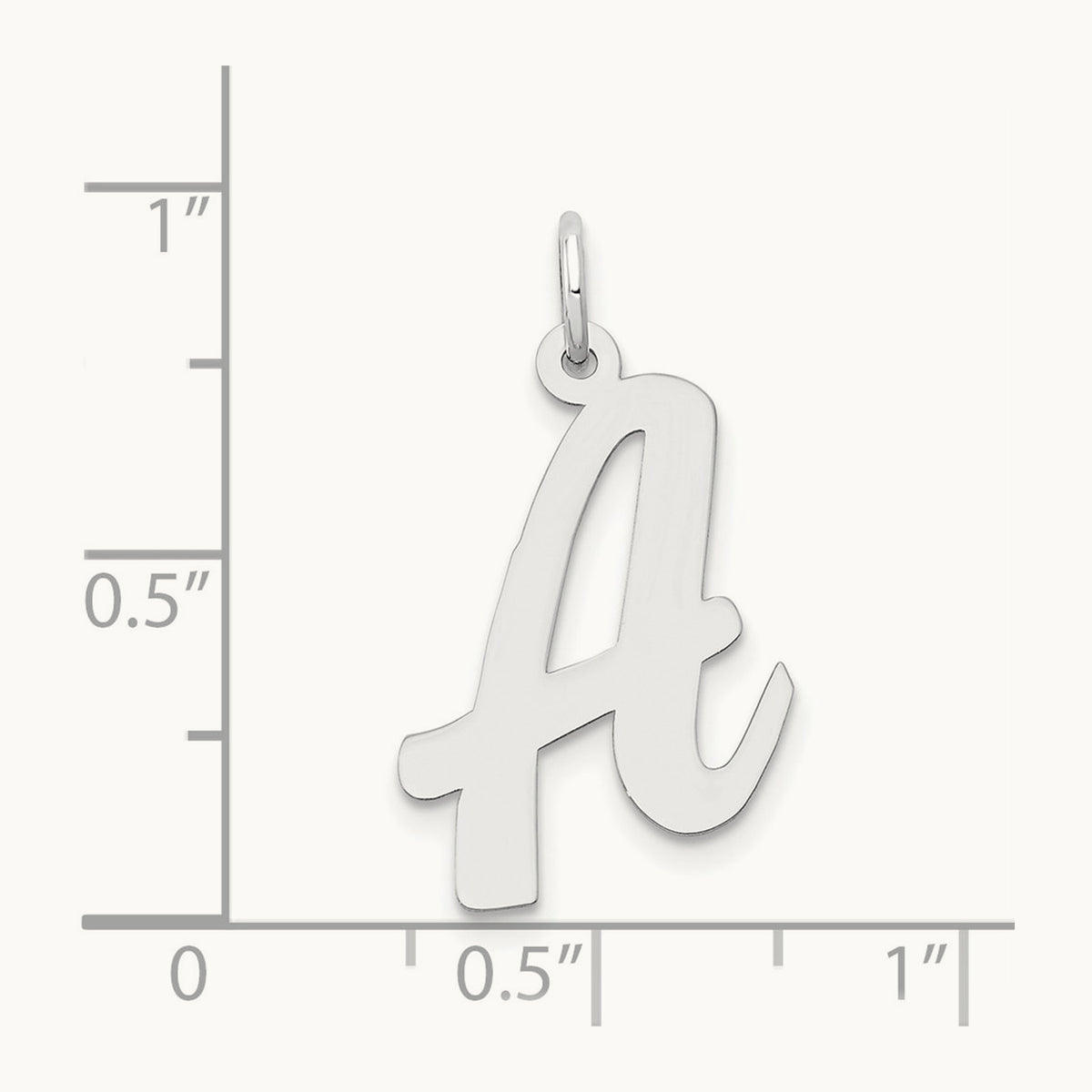 Large Script Initial Charm — 14K White Gold, A