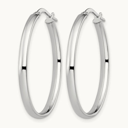 Polished Oval Hoop Earrings, 10K White Gold — Leslie's