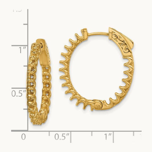 2ct 40- In/Out Oval Hoop w/ Safety Clasp Earring Mountings, 2.3mm, 14K