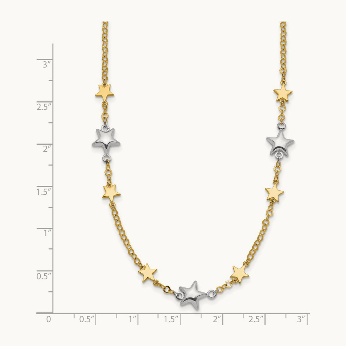 Stars w/1in ext. Necklace, 14K Two-tone
