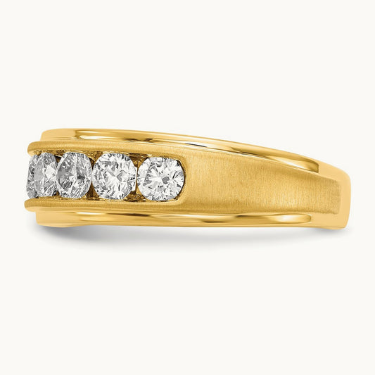 7 Stone Men's Ring, 1.50 ct tw Lab-Grown Diamond — 10K Yellow Gold