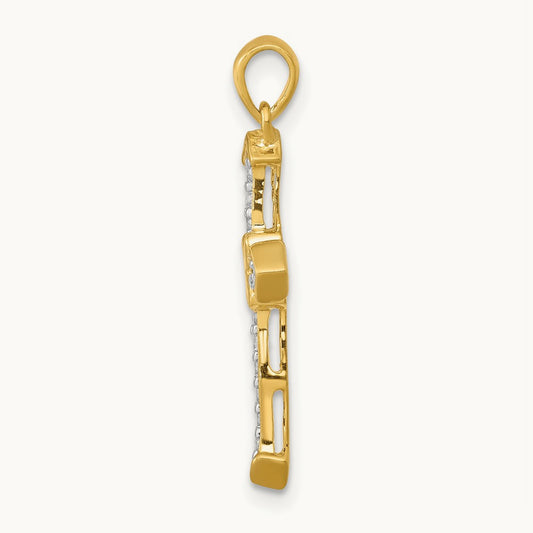 Cross Pendant, 0.15 ct tw Lab-Grown Diamond — 14K Yellow Gold