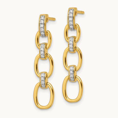 Fashion Dangle Link Post Earrings, 0.15 ct tw Lab-Grown Diamond