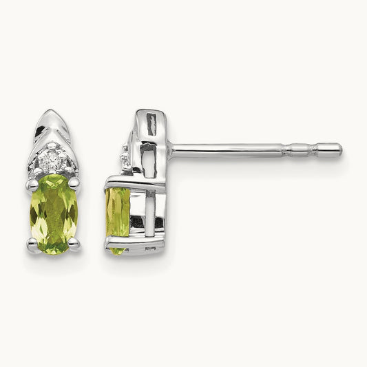 Peridot and Diamond Post Earrings — photo set