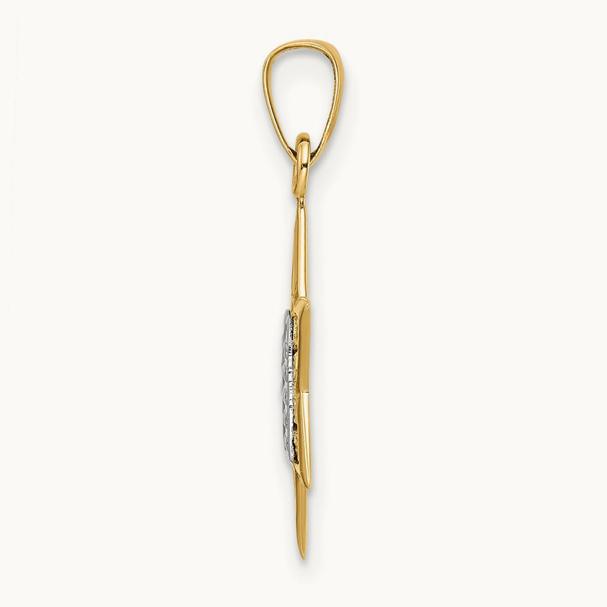 Polished Solid Star and Torah Pendant, 14K Two-tone