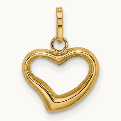 Polished Cut-out Puffed Heart Charm, 14K