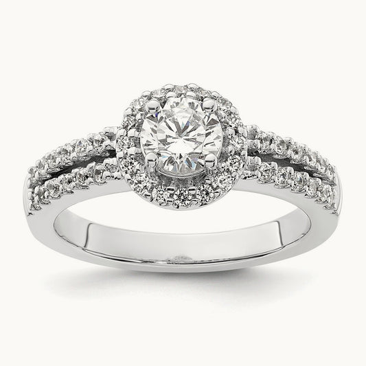 Round Semi-Mount Halo Engagement Ring — 3/8 ct, 7