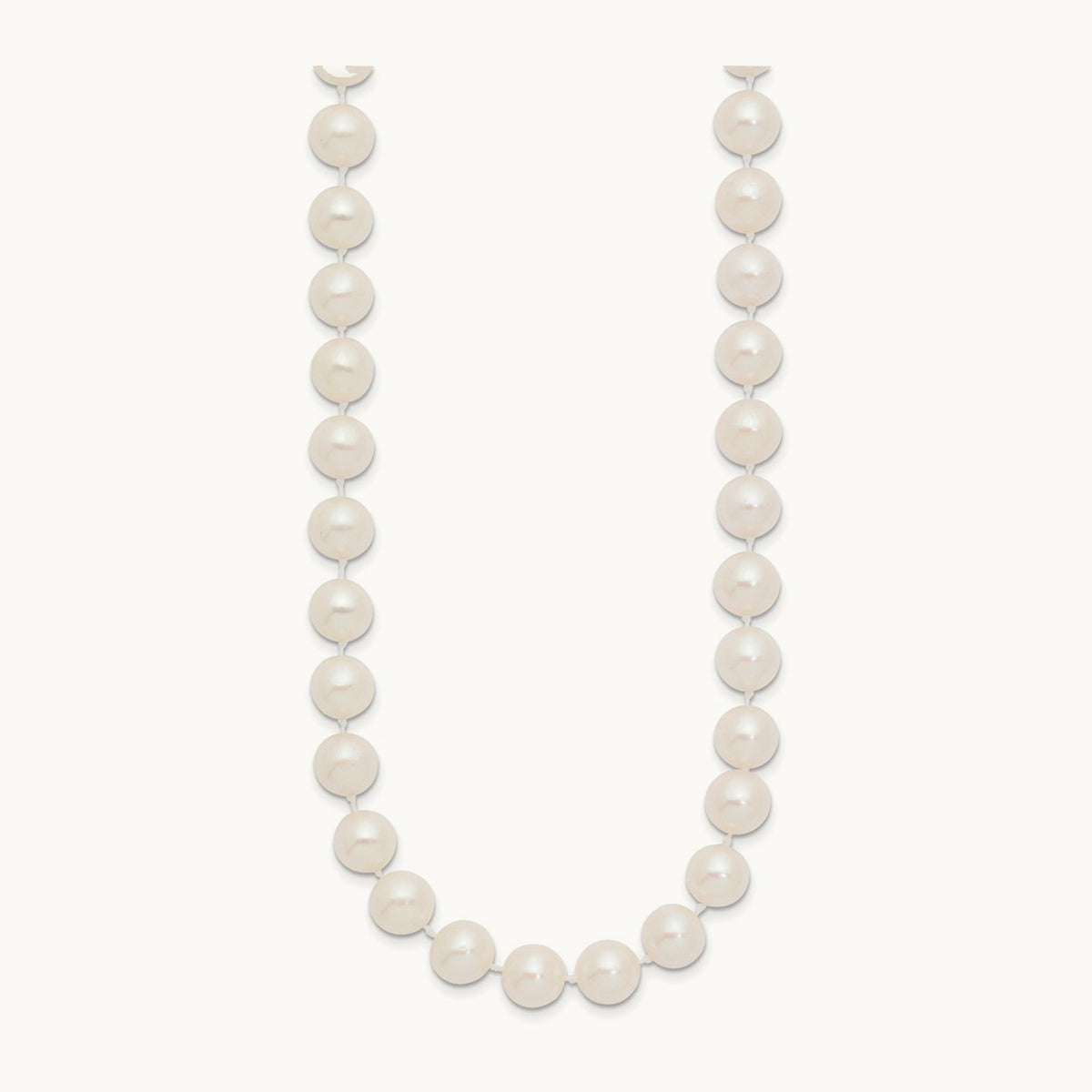 8- White Near Round Freshwater Cultured Pearl Necklace, 14K