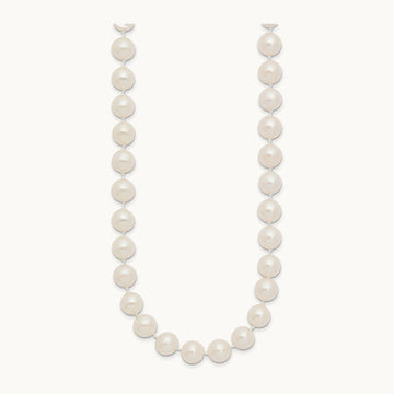 8- White Near Round Freshwater Cultured Pearl Necklace, 14K