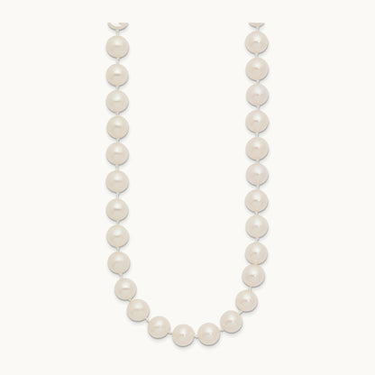 8- White Near Round Freshwater Cultured Pearl Necklace, 14K