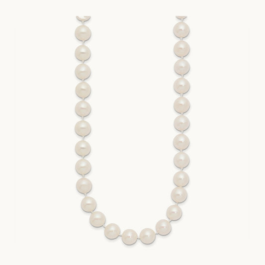 8- White Near Round Freshwater Cultured Pearl Necklace, 14K