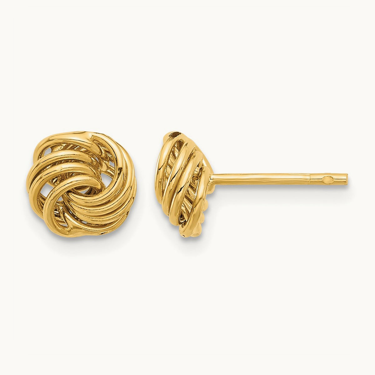 Polished Love Knot Post Earrings, 14K